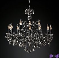 Подвесной дизайнерский светильник 19th C. Rococo Iron & Smoke Crystal Round Chandelier 32" by Restoration Hardware