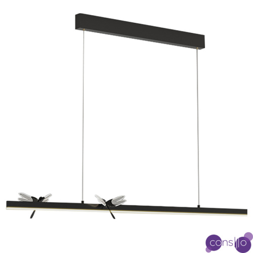Линейный светильник со стрекозами Dragonfly Linear Chandelier Black