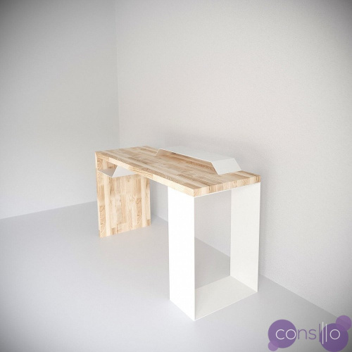 Письменный стол с полкой для монитора белый деревянный EcoComb-2