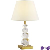Настольная лампа с абажуром и основанием из хрусталя Neri Crystal Cubes Brass Table Lamp