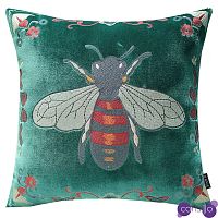 Декоративная подушка с вышивкой Пчела Стиль Gucci Bee Pillow Зеленая
