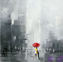 Картина маслом Поцелуй под зонтом-2