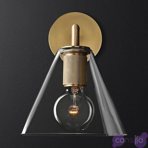 Бра RH Utilitaire Funnel Shade Single Sconce Brass