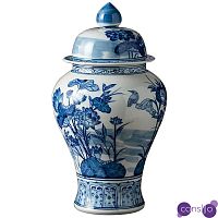 Ваза с крышкой Ceramic Blue Flowers and Bird Vase
