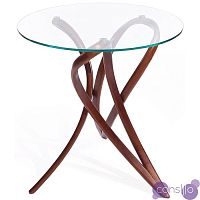 Кофейный столик стеклянный круглый с ножками орех Apriori H