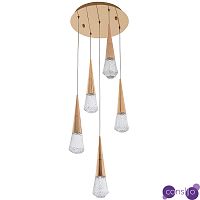 Люстра капли Acrylic Droplet Five Gold Chandelier
