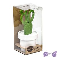 Ножницы cactus с держателем, белые с зеленым
