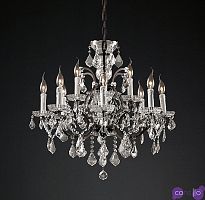 Подвесной дизайнерский светильник 19th C. Rococo Iron & Clear Crystal Round Chandelier 28" by Restoration Hardware