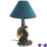 Настольная лампа Дракон Dragon Black Gold Table Lamp Синий Абажур