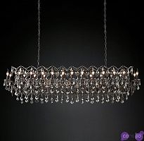 Подвесной дизайнерский светильник 19th C. Rococo Iron & Smoke Crystal Rectangular Chandelier 73" by Restoration Hardware