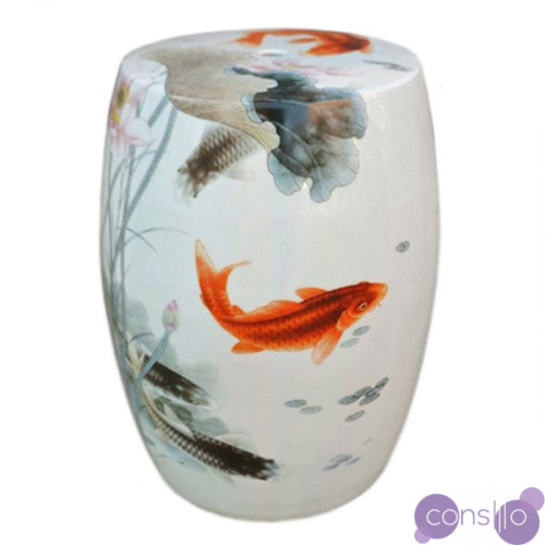 Китайский керамический табурет с изображением рыбок Koya