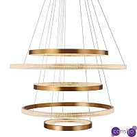 Люстра композиция из пяти колец Five Round Horizontal Rings Brass Chandelier