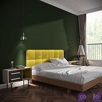 Кровать двуспальная с мягким изголовьем 180x200 желтая Tube
