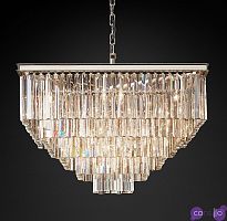 Подвесной дизайнерский светильник 1920S Odeon Clear Glass Fringe Square 5-Tier Chandelier by Restoration Hardware