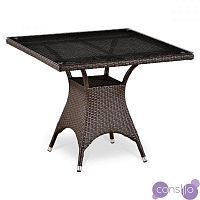 Плетеный стол квадратный искусственный ротанг коричневый 90x90 см