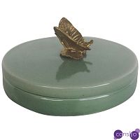 Шкатулка Green box with butterfly