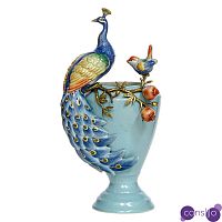 Ваза фарфоровая голубая птицы на ветке Peacock