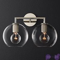 Бра RH Utilitaire Globe Shade Double Sconce Silver