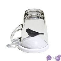 Чашка с крышкой белая с черным Sparrow