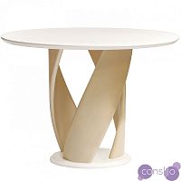 Обеденный стол круглый белый с основанием выбеленная береза 120 см Virtuos D