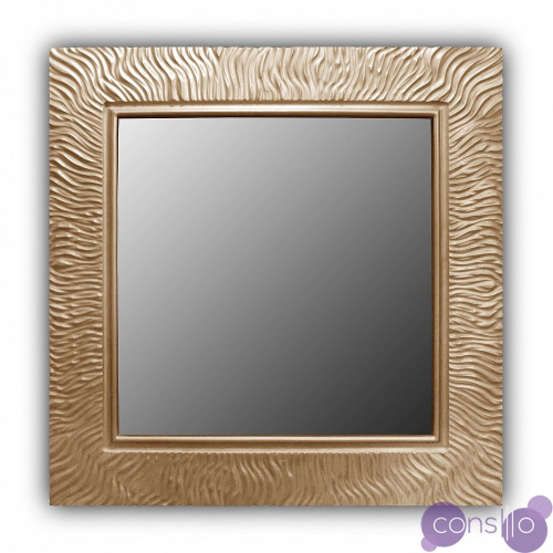 Золотое зеркало квадратное настенное WAVE QU
