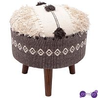 Пуф India Multicolor Brown Ornament Wood Pouf