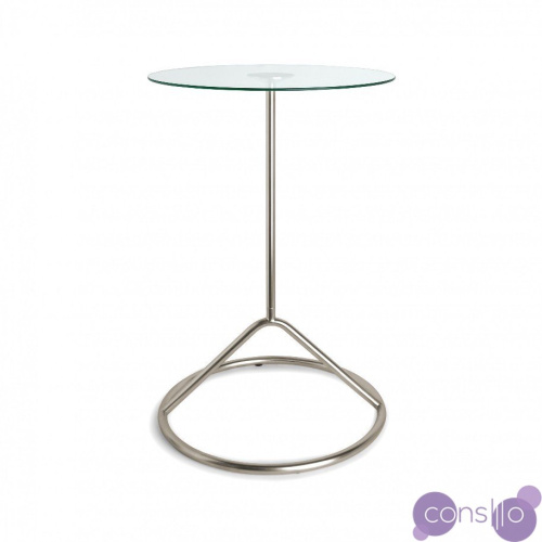 Приставной столик стеклянный с металлической ножкой loop