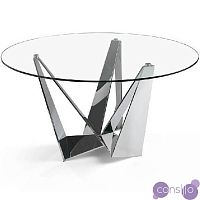 Обеденный стол круглый стеклянный с ножками хром 150 см CT2061 от Angel Cerda