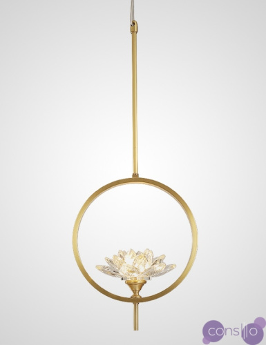 Подвесной светильник в виде цветка из стеклянных кристаллов в кольцевом каркасе LOTOS ONE