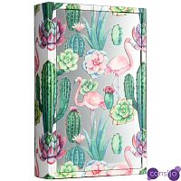 Шкатулка-книга Flamingos and Cacti Mirror Book Box