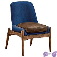 Кресло NAXOS CHAIR BLUE Leather and linen