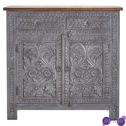 Комод Indian Antique White Furniture Chest of Drawers Ganika серый