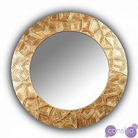 Золотое зеркало круглое настенное FASHION HOLLOW