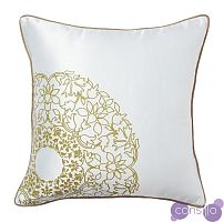 Подушка с золотыми цветами Flower Weaving White