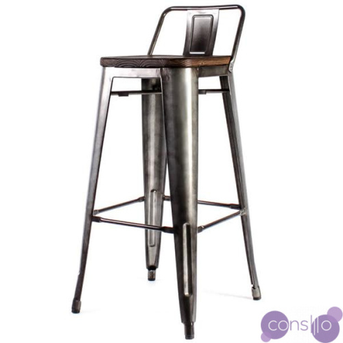 Барный стул Tolix Bar Stool 75 Backed Wood Silver designed by Xavier Pauchard in 1934