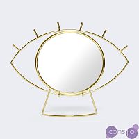 Зеркало в форме глаза декоративное настольное в золотой раме Cyclops