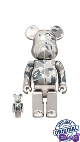 Bearbrick Bape Camo Chark Silver 400% (28cm)