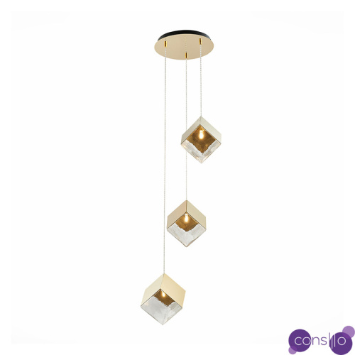 Потолочная люстра Pyrite Chandelier gold cube 3