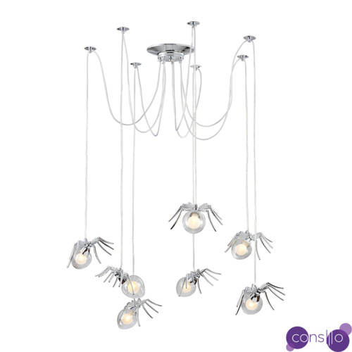 Люстра серебряная Паук Spiders lamp 7