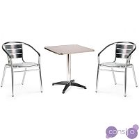 Мебель из ротанга и алюминия, стол и стулья, серебро, комплект на 2 персоны