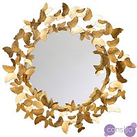 Зеркало Butterflies Circle Gold Mirror