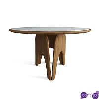 Обеденный круглый стол из дерева со столешницей из камня Pelican Dinner Table