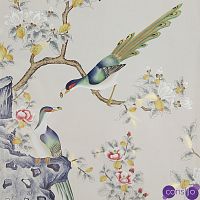 Обои ручная роспись Japanese Garden Colourway SC-252 on grey dyed paper