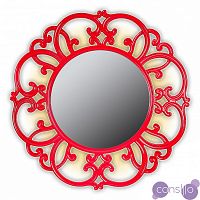 Круглое зеркало настенное красное TIFFANY