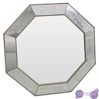 Зеркало восьмиугольное серебряное в состаренной раме с золотым бордюром King gold cant