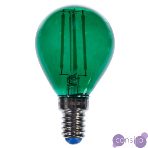 Зеленая прозрачная лампочка LED E14 5W тёплый свет
