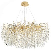 Люстра с хрустальными подвесками на металлических ветках Fairytree Light Gold Chandelier 18