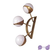 Бра Midcentury Style Triple Orb Brass and Glass Wall Lamp