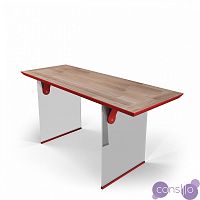 Письменный стол деревянный со стеклянными ножками красный EcoComb New