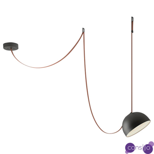 Vibia PLUSMINUS Подвесной светодиодный светильник c черным абажуром на красном текстильном тросе